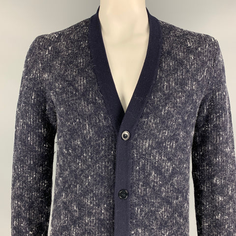 MAISON MARTIN MARGIELA Size XL Navy & White Stripe Wool Blend Button Down Cardigan
