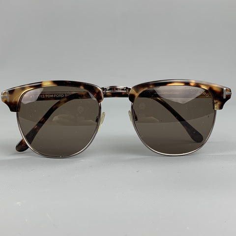 TOM FORD Tortoiseshell Brown Metal & Acetate Wayfarer Sunglasses