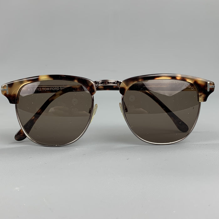 TOM FORD Tortoiseshell Brown Metal & Acetate Wayfarer Sunglasses