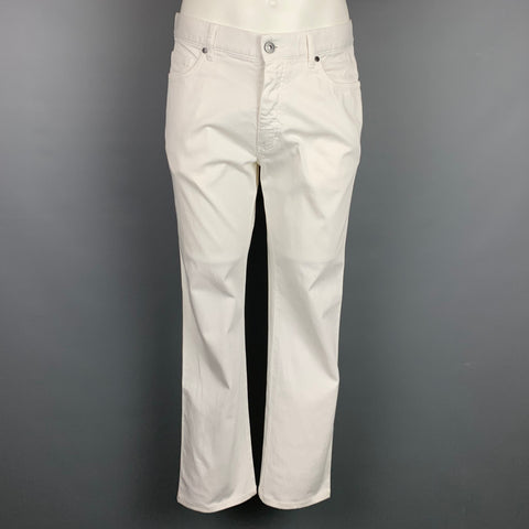ERMENEGILDO ZEGNA Talla 32 Pantalones casuales con corte jean en mezcla de algodón blanco