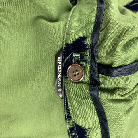 ALESSANDRINI Size M Olive Navy Velvet Floral Cotton Detachable Hood Jacket