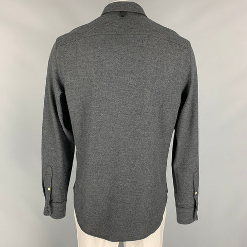 RAG & BONE Size L Charcoal Wool Button Up Long Sleeve Shirt