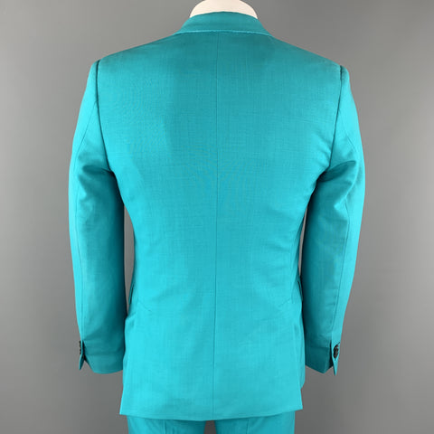 PAUL SMITH Size 42 Aqua Wool Notch Lapel Mock Pocket Square Suit