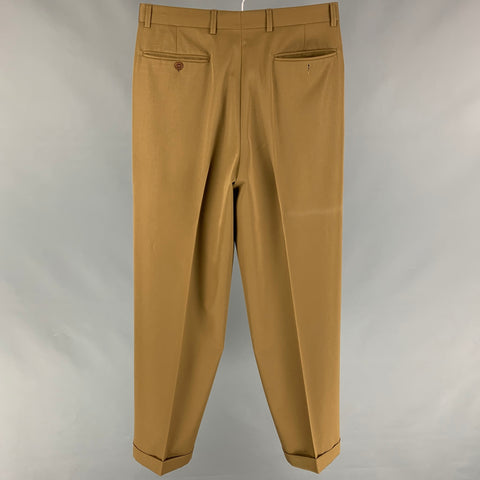 WILKES BASHFORD Size 31 Khaki Wool Pleated Dress Pants