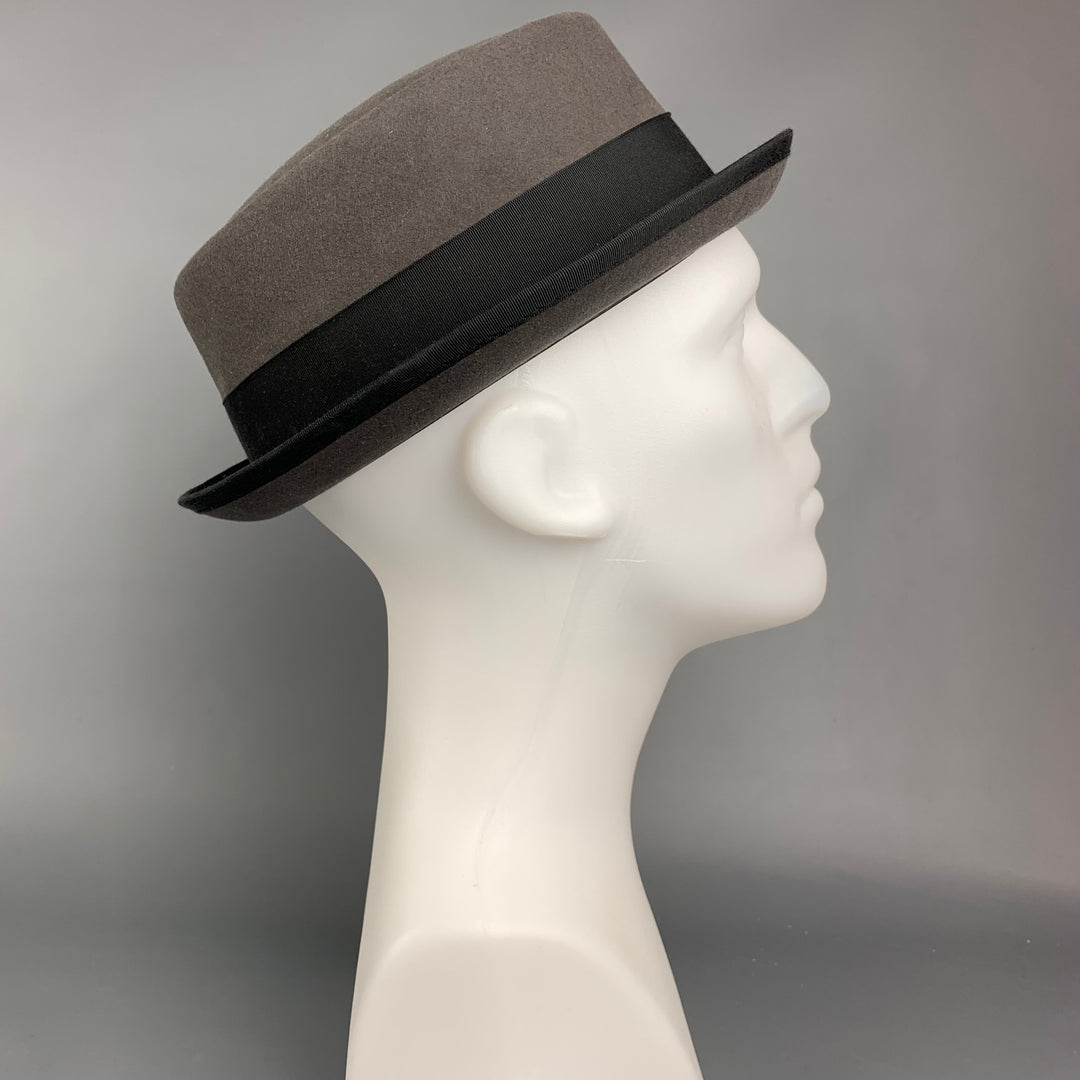 BAILEY Size 7.5 Grey & Black Felt Porkpie Hat
