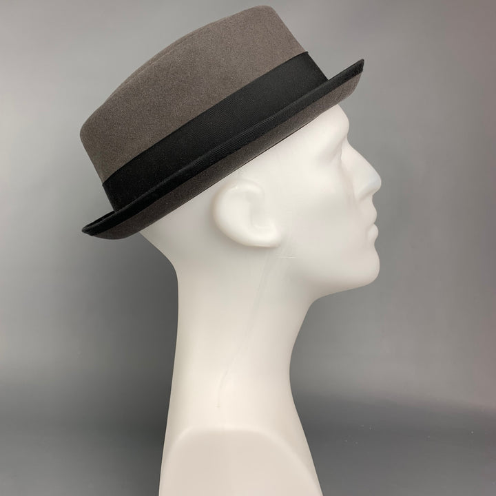 BAILEY Size 7.5 Grey & Black Felt Porkpie Hat