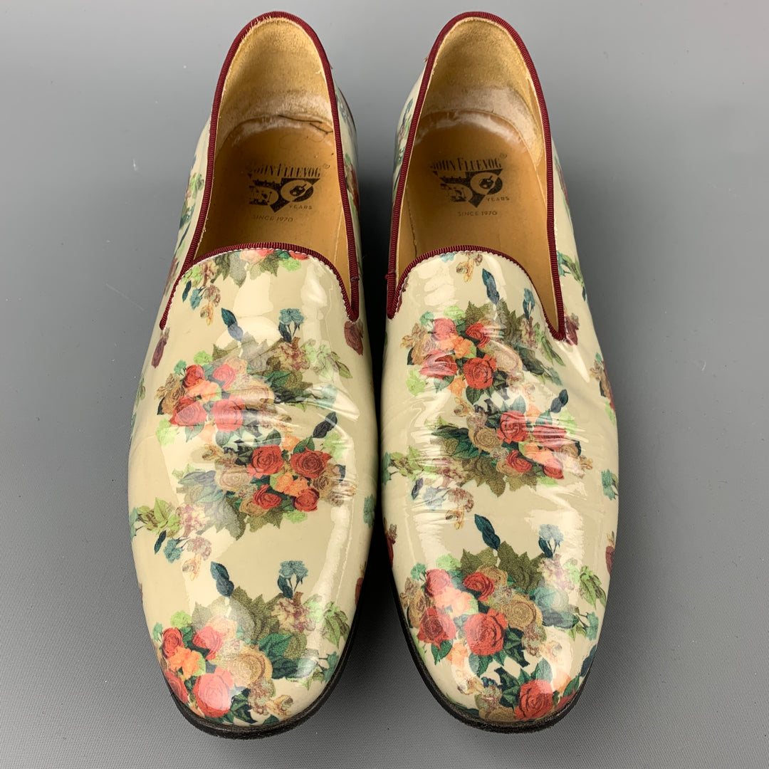 JOHN FLUEVOG Size 12 Multi-Color Floral Patent Leather Slip  display picture 1