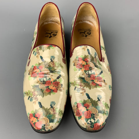 JOHN FLUEVOG Size 12 Multi-Color Floral Patent Leather Slip On Loafers