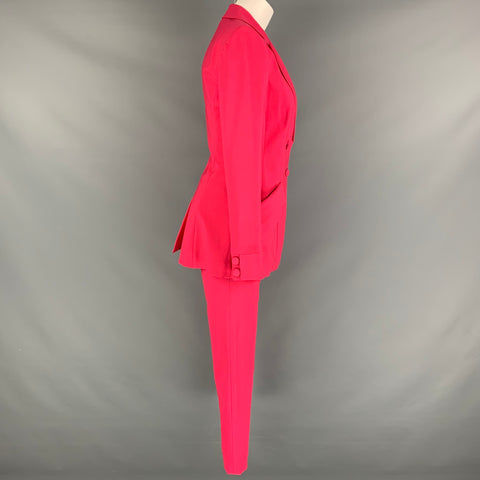 LA PERLA Traje Pantalón Cruzado Elastano Lana Rosa Fucsia Talla 4