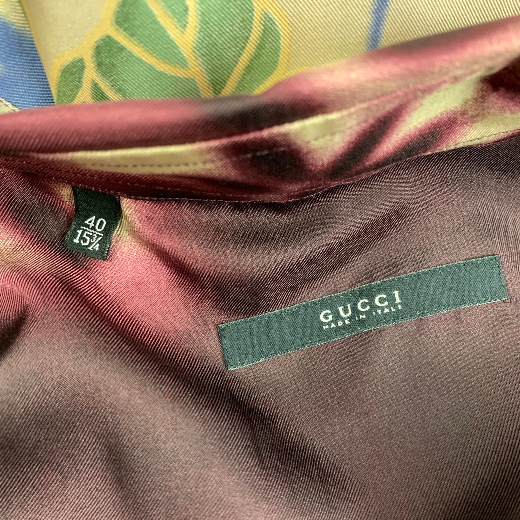 Vintage GUCCI by Tom Ford 2001 Size L Beige Floral Silk
