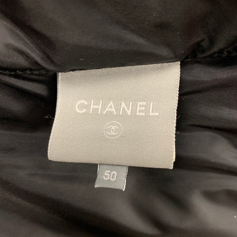 CHANEL FW 05 Size 18 Black Polyamide Blend Quilted Zip Fly Jacket
