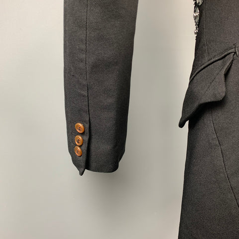 COMME des GARCONS HOMME PLUS Taille M Veste découpée à bouton-pression en polyester noir