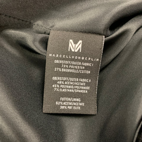 MARCELL VON BERLIN Size 32 Black Silver Blue Jacquard Metallic Zip Fly Dress Pants