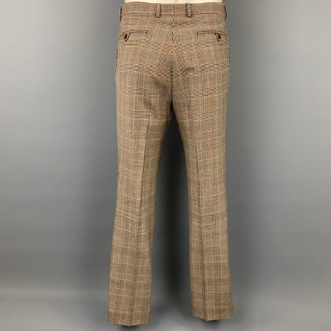 PENNESI 40 Costume à revers en pointe en laine mélangée Glenplaid marron régulier