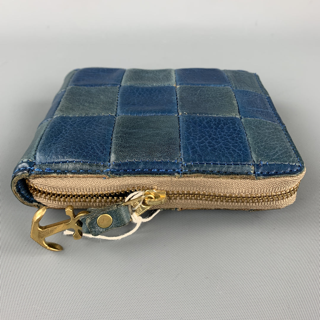 DAMASQUINA Patchwork Navy & Blue Leather Wallet