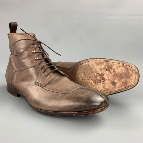 PAUL SMITH Taille 9,5 Bottines à lacets en cuir vieilli marron