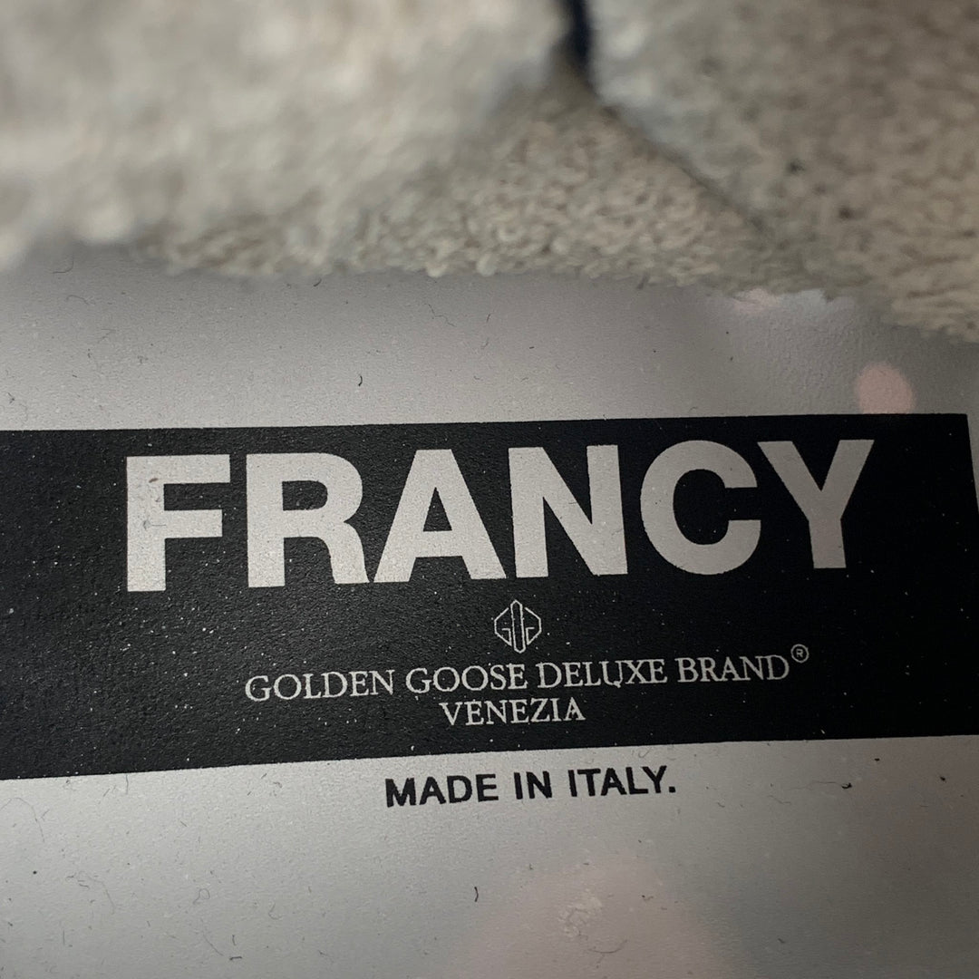 GOLDEN GOOSE Francy Size 10 Navy & White Distressed Suede High Top Sneakers