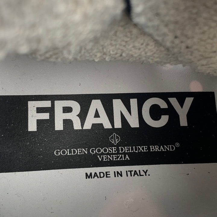 GOLDEN GOOSE Francy Size 10 Navy & White Distressed Suede High Top Sneakers