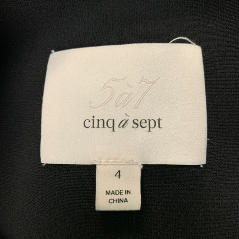 CINQ a' SEPT Chaqueta asimétrica sólida de mezcla de triacetato negro talla 4