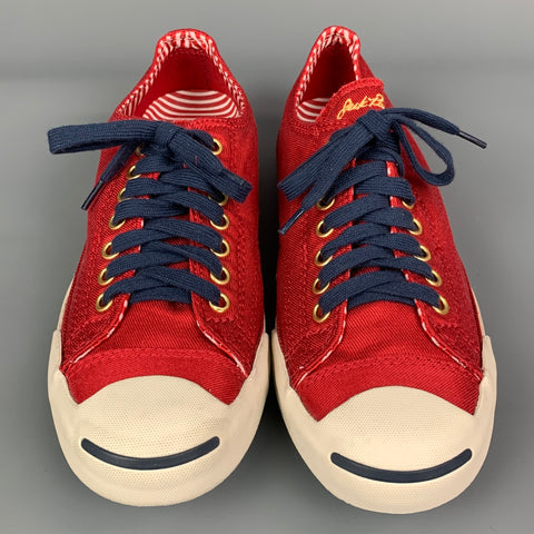 CONVERSE x Jack Purcell Size 10 Burgundy & Navy Canvas Sneakers