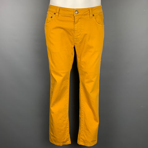 ETRO Talla 32 Pantalones casuales de corte jean de mezcla de algodón mostaza