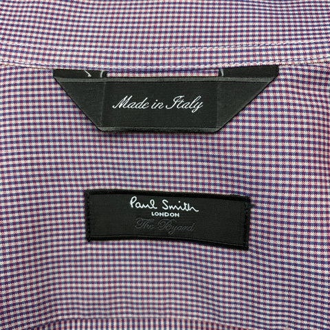 PAUL SMITH Size S Red & Navy Checkered Plaid Cotton Button Up  Shirt