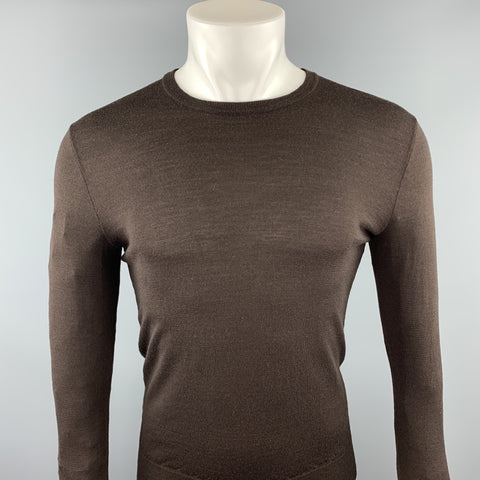 RALPH LAUREN Size S Dark Brown Merino Wool Crew-Neck Pullover