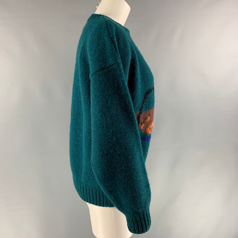 Vintage GAP 1989 Tamaño M Verde Lana Marrón Oversize Cowboy Suéter