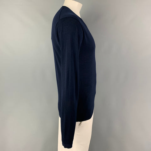 DSQUARED2 Size XL Navy Knitted Wool V-Neck Pullover
