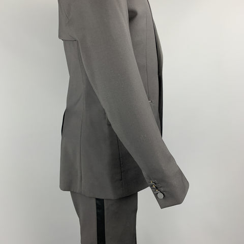 J. LINDEBERG Size 36 Black Wool Satin Peak Lapel Tuxedo Suit