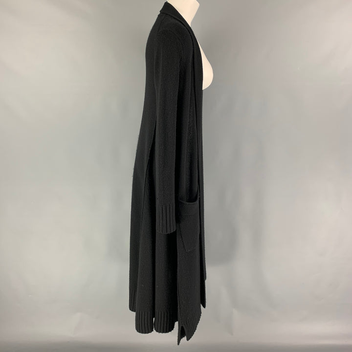 DONNA KARAN Size M/L Black Cashmere Knitted Open Front Cardigan