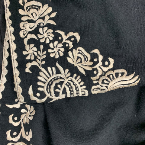 PAUL SMITH Black & Cream Embroidered Wool Scarf
