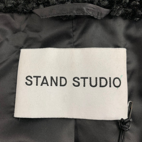 STAND STUDIO Size S Black Faux Fur Textured Notch Lapel Coat