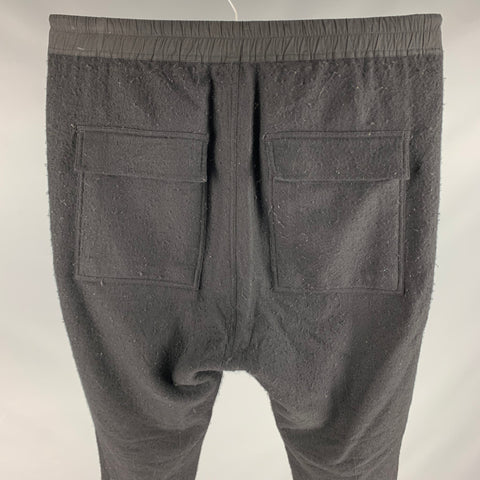 RICK OWENS FW19 Size 36 Black Wool Drop-Crotch Casual Pants