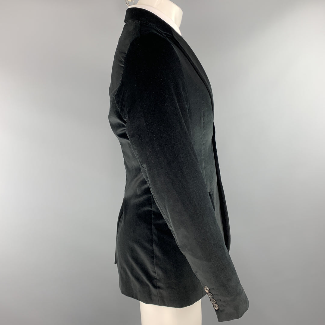 THEORY Size 38 Black Cotton Velvet Notch Lapel Sport Coat