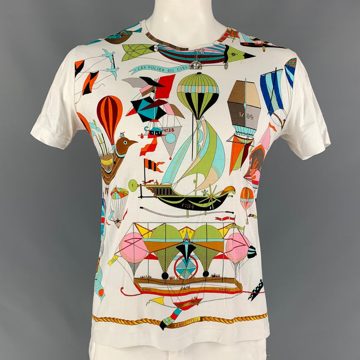 HERMES Les Folies du Ciel  by Loic Dubigeon Size XL Multi-Color Cotton Short Sleeve T-shirt