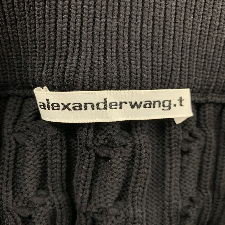 ALEXANDER WANG Size M Black Polyester Cable Knit Pencil Above Knee Skirt