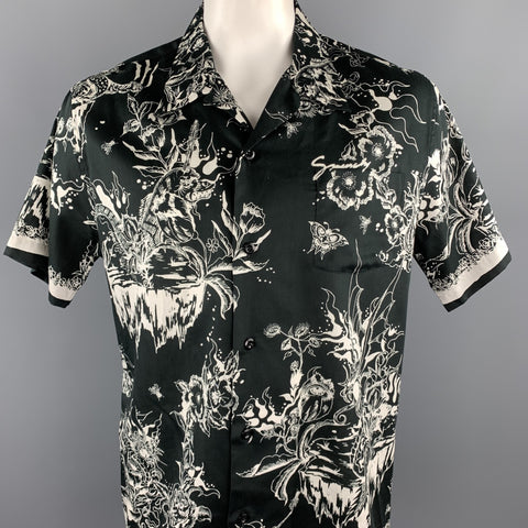 GIVENCHY Camisa de manga corta Camp de algodón con estampado blanco y negro talla L
