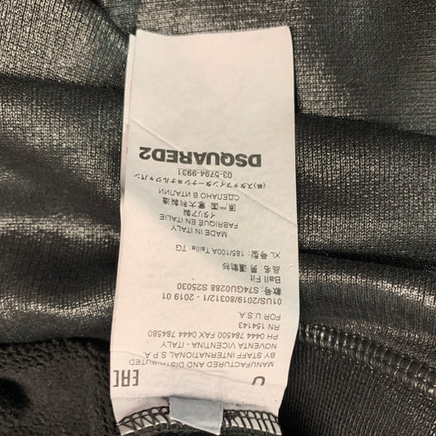 DSQUARED2 Size XL Black Graphic Cotton Blend Crew-Neck Sweatshirt