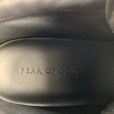 FEAR OF GOD Talla 11 Zapatillas de baloncesto de cuero con bloques de color negro y beige