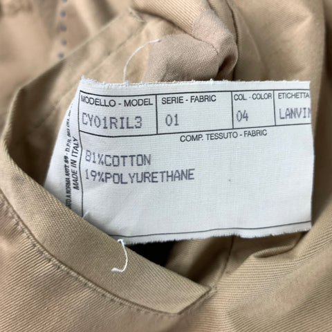 LANVIN Size L Khaki Cotton Blend Stiff Paper Collared Work Jacket