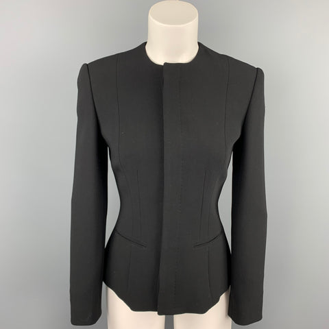 Collection RALPH LAUREN Taille 2 Veste à boutons cachés en laine noire