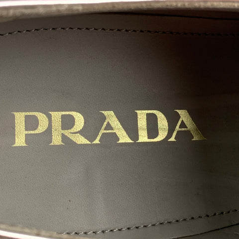 PRADA Size 10 Silver Perforated Leather Platform Lace Up Shoes