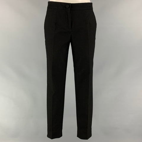 DOLCE & GABBANA Size 4 Black Textured Cotton Pleated Dress Pants