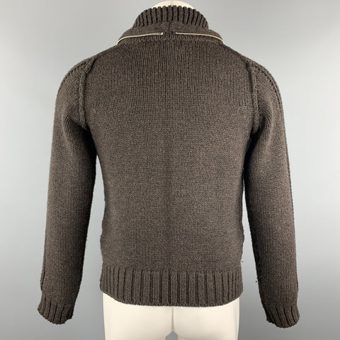 IMPERIAL Size M Brown Knitted Wool Blend High Collar Zip Up Jacket
