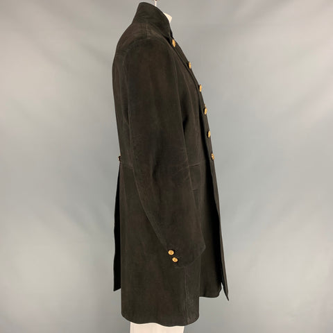 RRL by RALPH LAUREN Limited Edition Size XL Charcoal Suede Double Breasted Military Coat