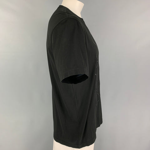 Z ZEGNA Size XL Black Print Cotton Crew-Neck T-shirt
