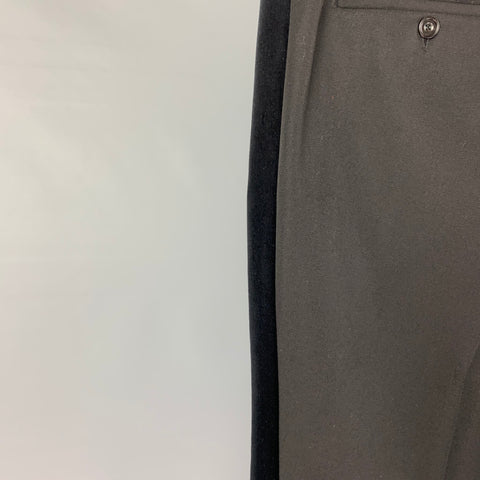 BURBERRY Size 40 Black Wool Blend Tuxedo Dress Pants