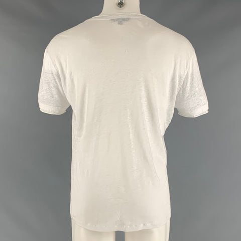 JOHN VARVATOS Size M Off White Linen V-Neck T-shirt