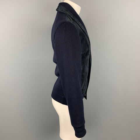 ERMENEGILDO ZEGNA Size 44 Navy Mixed Fabrics Wool Jacket